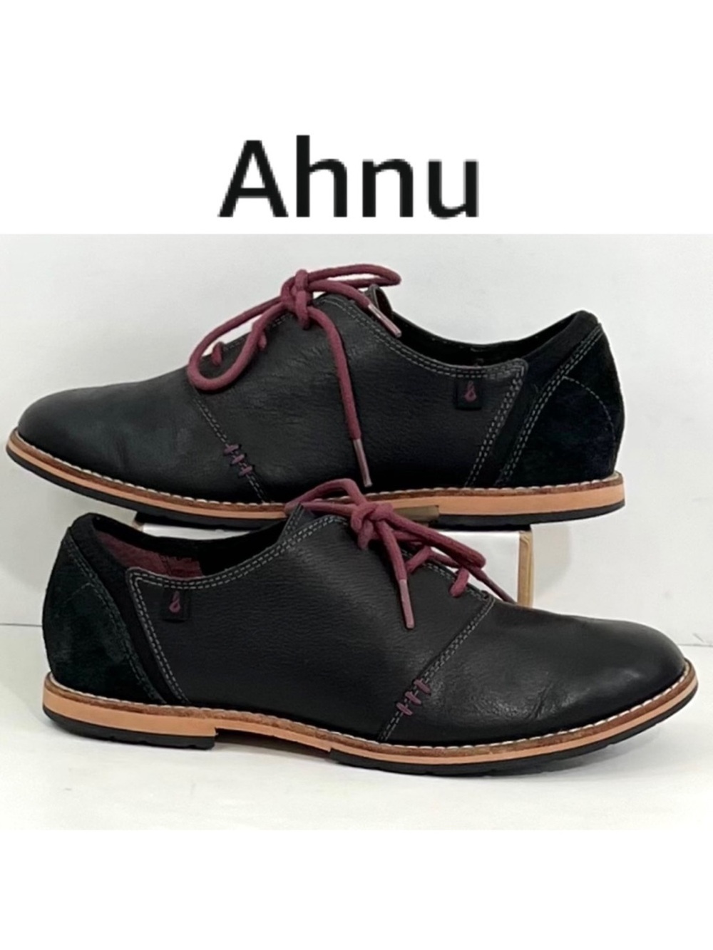 Ahnu Women’s Emery Black Leather Oxfords 8.5